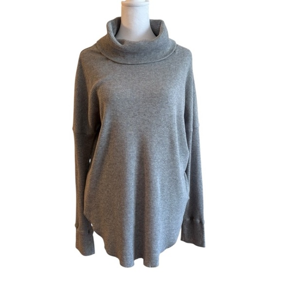 The Group Babaton Gray Waffle Knit Funnel Neck Sweater Tunic M Minimalist Cozy - Picture 8 of 8